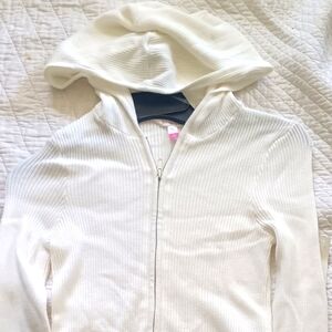 Y2k white zip up crop cute top